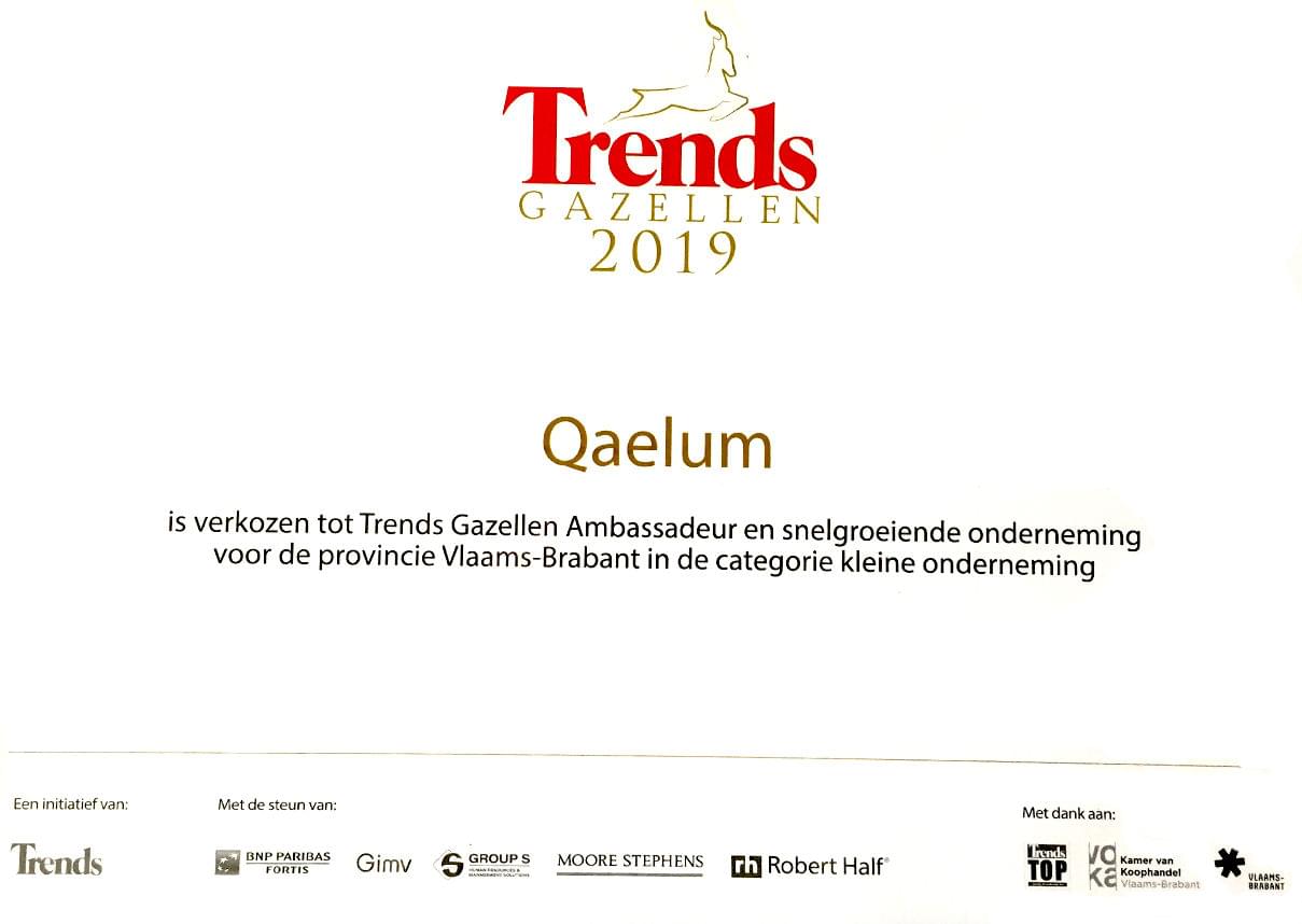 Qaelum wins prestigious award Trends Gazelle Ambassadeur 2